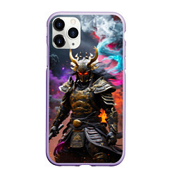 Чехол iPhone 11 Pro матовый Самурай и космос, цвет: 3D-светло-сиреневый