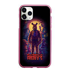 Чехол iPhone 11 Pro матовый Five Nights at Freddys horror, цвет: 3D-малиновый