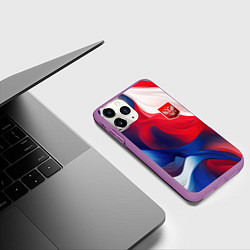 Чехол iPhone 11 Pro матовый Красный герб России, цвет: 3D-фиолетовый — фото 2