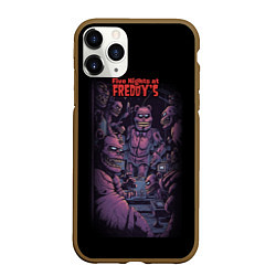 Чехол iPhone 11 Pro матовый Five Nights at Freddys poster, цвет: 3D-коричневый