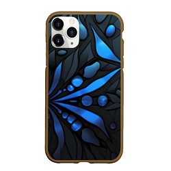 Чехол iPhone 11 Pro матовый Black blue elements, цвет: 3D-коричневый