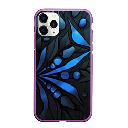 Чехол iPhone 11 Pro матовый Black blue elements, цвет: 3D-фиолетовый