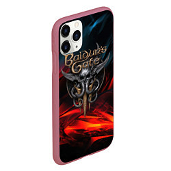 Чехол iPhone 11 Pro матовый Baldurs Gate 3 logo, цвет: 3D-малиновый — фото 2