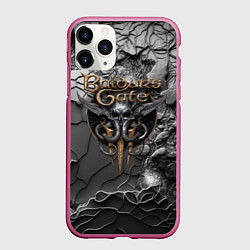 Чехол iPhone 11 Pro матовый Baldurs Gate 3 logo dark, цвет: 3D-малиновый