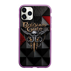 Чехол iPhone 11 Pro матовый Baldurs Gate 3 logo red black, цвет: 3D-фиолетовый