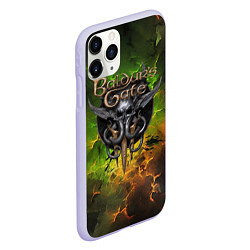 Чехол iPhone 11 Pro матовый Baldurs Gate 3 logo dark green fire, цвет: 3D-светло-сиреневый — фото 2