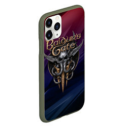 Чехол iPhone 11 Pro матовый Baldurs Gate 3 logo geometry, цвет: 3D-темно-зеленый — фото 2