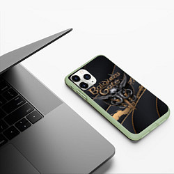Чехол iPhone 11 Pro матовый Baldurs Gate 3 logo dark logo, цвет: 3D-салатовый — фото 2