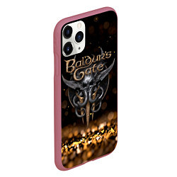 Чехол iPhone 11 Pro матовый Baldurs Gate 3 logo dark gold logo, цвет: 3D-малиновый — фото 2