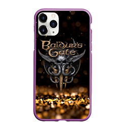 Чехол iPhone 11 Pro матовый Baldurs Gate 3 logo dark gold logo, цвет: 3D-фиолетовый