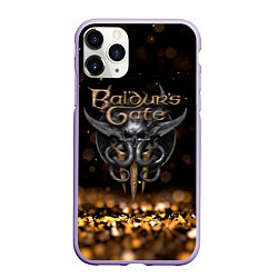 Чехол iPhone 11 Pro матовый Baldurs Gate 3 logo dark gold logo, цвет: 3D-светло-сиреневый