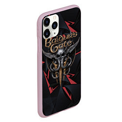 Чехол iPhone 11 Pro матовый Baldurs Gate 3 logo dark red, цвет: 3D-розовый — фото 2