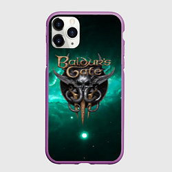 Чехол iPhone 11 Pro матовый Baldurs Gate 3 logo green, цвет: 3D-фиолетовый
