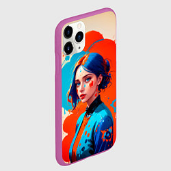 Чехол iPhone 11 Pro матовый Девушка в брызгах краски, цвет: 3D-фиолетовый — фото 2