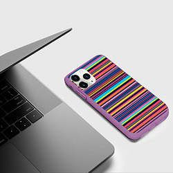 Чехол iPhone 11 Pro матовый Яркие полоски, цвет: 3D-фиолетовый — фото 2
