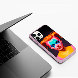 Чехол iPhone 11 Pro матовый Девушка клоун с жёлтыми волосами, цвет: 3D-розовый — фото 2