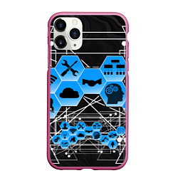 Чехол iPhone 11 Pro матовый Виртуальный мир, цвет: 3D-малиновый