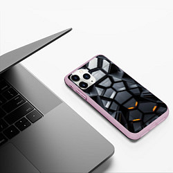 Чехол iPhone 11 Pro матовый Объемная черная конструкция, цвет: 3D-розовый — фото 2