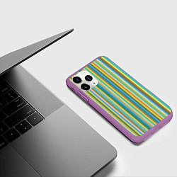Чехол iPhone 11 Pro матовый Вертикальные разноцветные пполсы, цвет: 3D-фиолетовый — фото 2