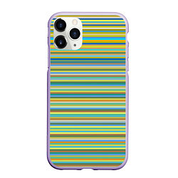 Чехол iPhone 11 Pro матовый Горизонтальные разноцветные полосы, цвет: 3D-светло-сиреневый