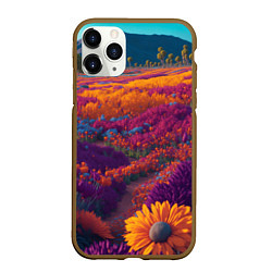 Чехол iPhone 11 Pro матовый Цветочный луг, цвет: 3D-коричневый