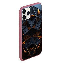 Чехол iPhone 11 Pro матовый Объемные кубы, цвет: 3D-малиновый — фото 2