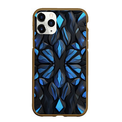 Чехол iPhone 11 Pro матовый Синие объемные узоры, цвет: 3D-коричневый