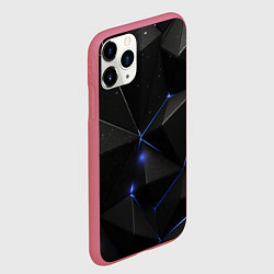 Чехол iPhone 11 Pro матовый Black geometry texture, цвет: 3D-малиновый — фото 2