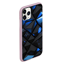 Чехол iPhone 11 Pro матовый Blue black texture, цвет: 3D-розовый — фото 2