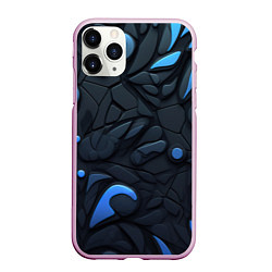 Чехол iPhone 11 Pro матовый Blue black abstract texture, цвет: 3D-розовый