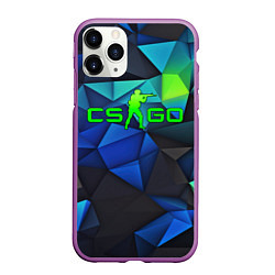 Чехол iPhone 11 Pro матовый CSGO blue abstract, цвет: 3D-фиолетовый