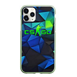 Чехол iPhone 11 Pro матовый CSGO blue abstract, цвет: 3D-салатовый