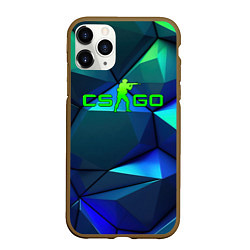 Чехол iPhone 11 Pro матовый CSGO blue green gradient, цвет: 3D-коричневый