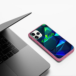 Чехол iPhone 11 Pro матовый CSGO blue green gradient, цвет: 3D-малиновый — фото 2