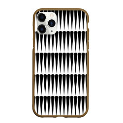 Чехол iPhone 11 Pro матовый Объемная полосатая геометрия, цвет: 3D-коричневый