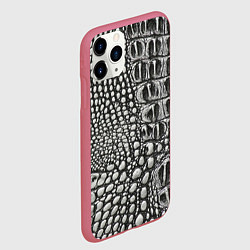 Чехол iPhone 11 Pro матовый Кожа крокодила - текстура, цвет: 3D-малиновый — фото 2