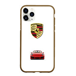 Чехол iPhone 11 Pro матовый Porsche car, цвет: 3D-коричневый