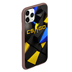 Чехол iPhone 11 Pro матовый CSGO blue yellow abstract, цвет: 3D-коричневый — фото 2