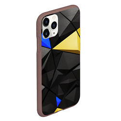 Чехол iPhone 11 Pro матовый Black yellow elements, цвет: 3D-коричневый — фото 2