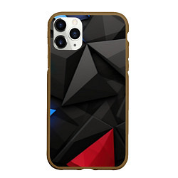 Чехол iPhone 11 Pro матовый Black blue red elements, цвет: 3D-коричневый