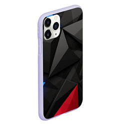 Чехол iPhone 11 Pro матовый Black blue red elements, цвет: 3D-светло-сиреневый — фото 2