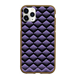 Чехол iPhone 11 Pro матовый Фиолетовые выпуклые ромбы, цвет: 3D-коричневый