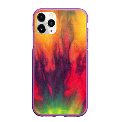 Чехол iPhone 11 Pro матовый Огненный тай дай, цвет: 3D-фиолетовый