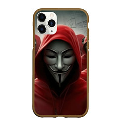Чехол iPhone 11 Pro матовый Анонимусы в красных капюшонах