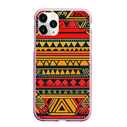 Чехол iPhone 11 Pro матовый Этнический африканский узор, цвет: 3D-розовый