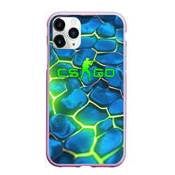 Чехол iPhone 11 Pro матовый CSGO green blue neon, цвет: 3D-розовый