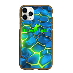 Чехол iPhone 11 Pro матовый CSGO green blue neon, цвет: 3D-коричневый