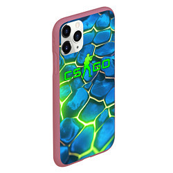 Чехол iPhone 11 Pro матовый CSGO green blue neon, цвет: 3D-малиновый — фото 2