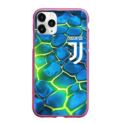 Чехол iPhone 11 Pro матовый Juventus blue green neon