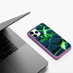 Чехол iPhone 11 Pro матовый CSGO разлом зеленых плит, цвет: 3D-фиолетовый — фото 2
